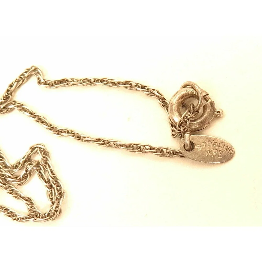 Vintage Fine Signed WRE Sterling‎ Silver Two Toned Ruby Heart Pendant Necklace